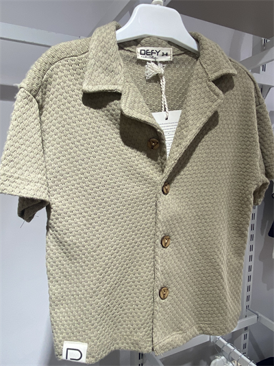 Erkek Çocuk Dokulu Gömlek ve Şort Takım Haki