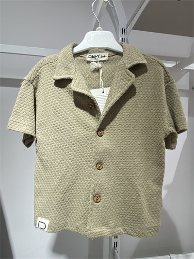 Erkek Çocuk Dokulu Gömlek ve Şort Takım Haki