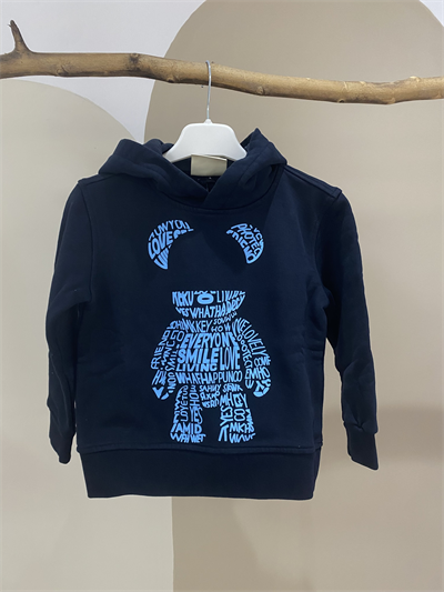 Dijital Baskılı Kapüşonlu Sweatshirt – Erkek Çocuk, Lacivert, %100 Pamuk, 4–10 Yaş