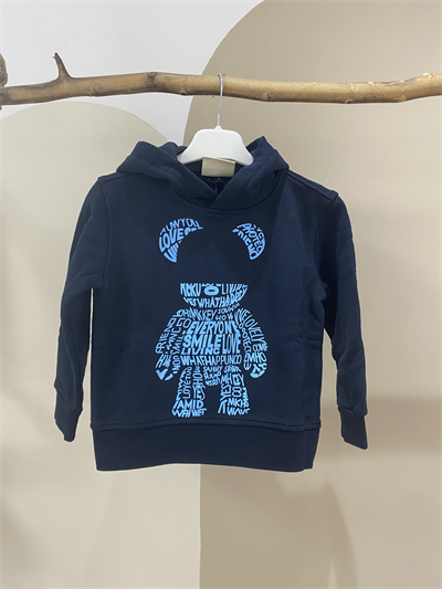 Dijital Baskılı Kapüşonlu Sweatshirt – Erkek Çocuk, Lacivert, %100 Pamuk, 4–10 Yaş
