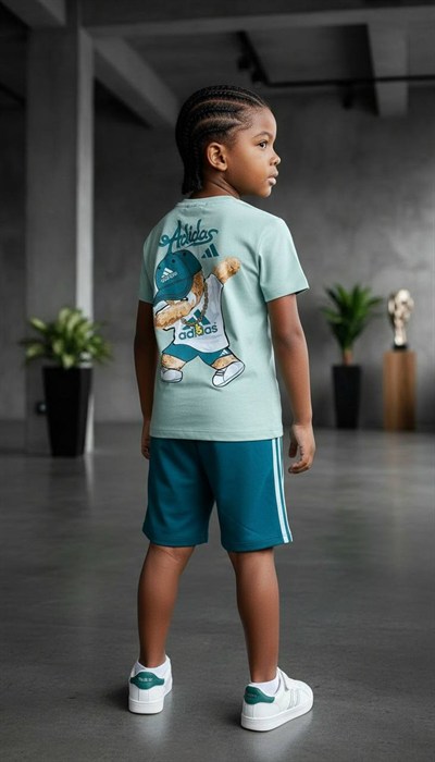 Erkek Çocuk Baskılı Tişört ve Şort Takım (Yeşil)