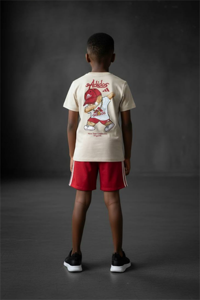 Erkek Çocuk Baskılı Tişört ve Şort Takım (Kırmızı)