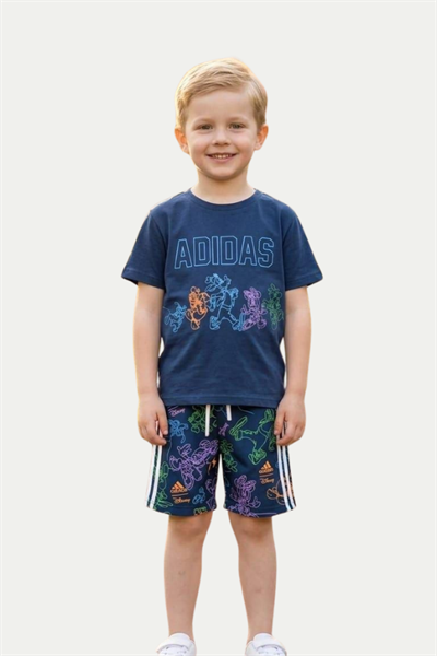 Erkek Çocuk Baskılı Tşhirt Şort Takım - Lacivert
