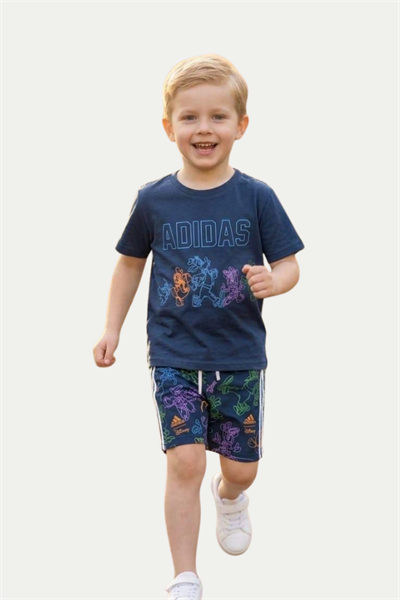 Erkek Çocuk Baskılı Tşhirt Şort Takım - Lacivert