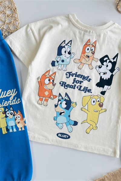 Erkek Çocuk Bluey Baskılı Eşofman Takım Mavi