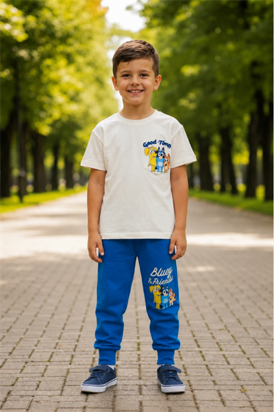 Erkek Çocuk Bluey Baskılı Eşofman Takım Mavi