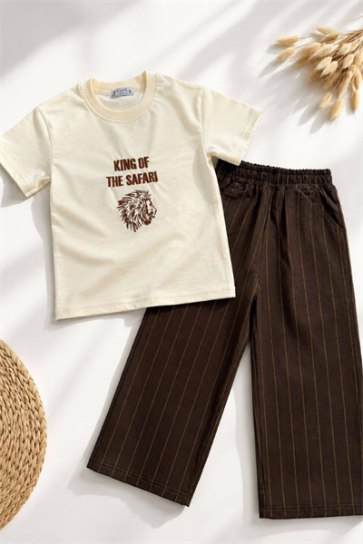 Erkek Çocuk Çizgili Pantolon Tshirt Takım