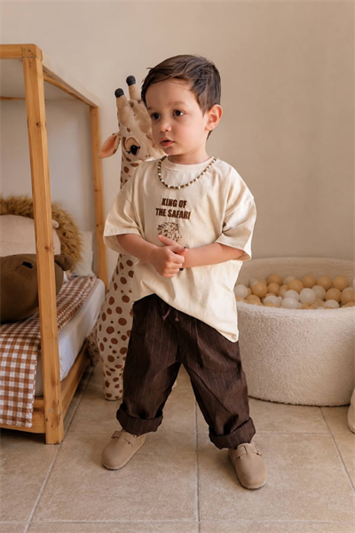 Erkek Çocuk Çizgili Pantolon Tshirt Takım