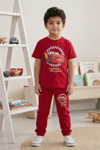 Erkek Çocuk MCquenn Baskılı İnce Eşofman Takım Kırmızı