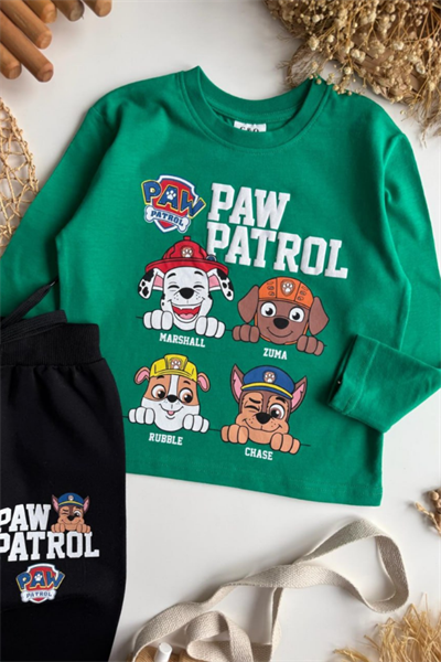 Erkek Çocuk Paw Petrol Baskılı İnce Eşofman Takım Yeşil