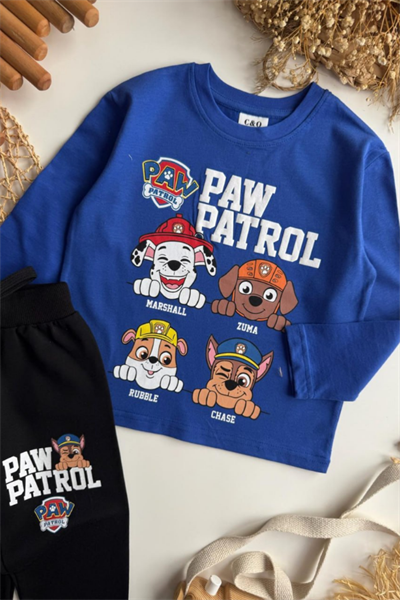 Erkek Çocuk Paw Petrol Baskılı İnce Eşofman Takım Mavi