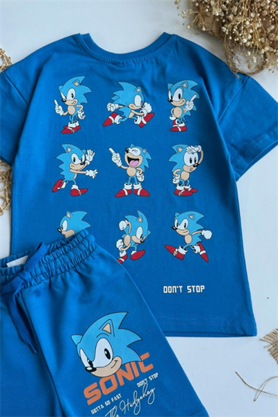 Erkek Çocuk Sonic Baskılı Eşofman Takım Mavi