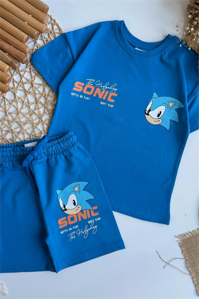 Erkek Çocuk Sonic Baskılı Eşofman Takım Mavi