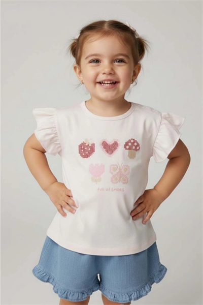 Kız Bebek Tişört ve Şort Takım Pembe