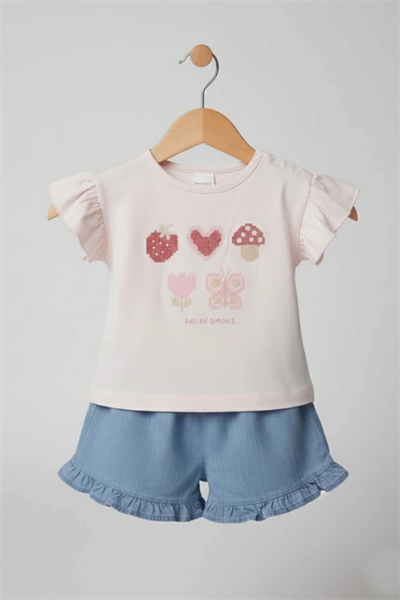 Kız Bebek Tişört ve Şort Takım Pembe