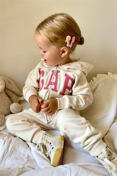 Çiçek Baskılı Kapüşonlu Eşofman Takımı – Kız Çocuk (Ekru)