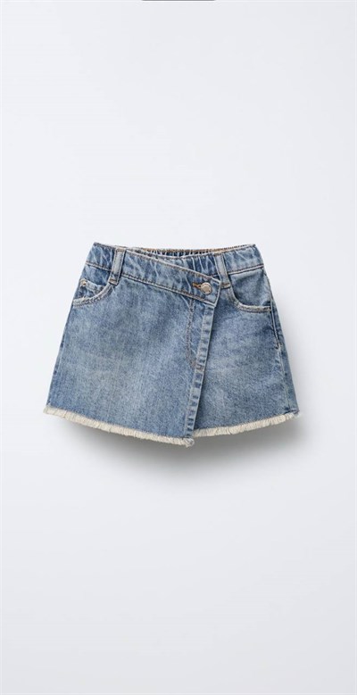 Kız Çocuk Jean Şort Etek Mavi
