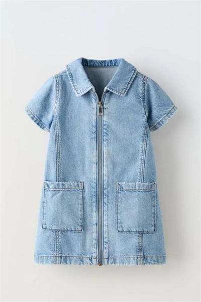 Kız Çocuk Kısa Kol Denim Elbise