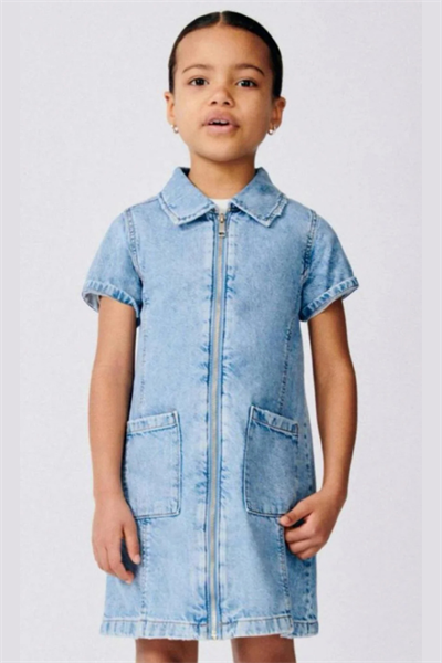 Kız Çocuk Kısa Kol Denim Elbise