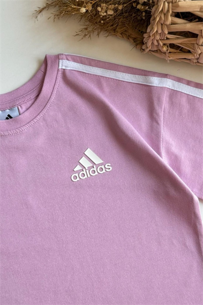 Kız Çocuk Logo Baskılı Tişört ve Şort Takım Açık Lila