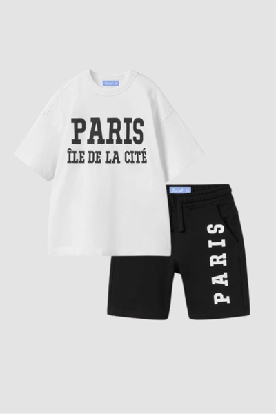 La Ciel Paris Baskılı Takım – Siyah & Beyaz