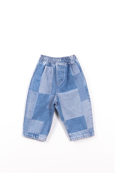 La Ciel Paris Çocuk Denim Pantolon – Patchwork Tasarım, Lastikli Bel