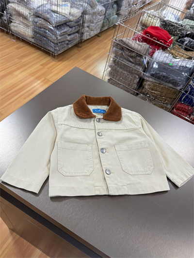 La Ciel Paris – Kadife Yakalı Bej Denim Ceket, Unisex, 2–7 Yaş