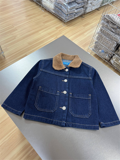 La Ciel Paris – Kadife Yakalı Lacivert Denim Ceket, Unisex, 2–7 Yaş
