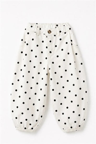 La Ciel Paris Kız Çocuk Puantiyeli Denim Balon Pantolon