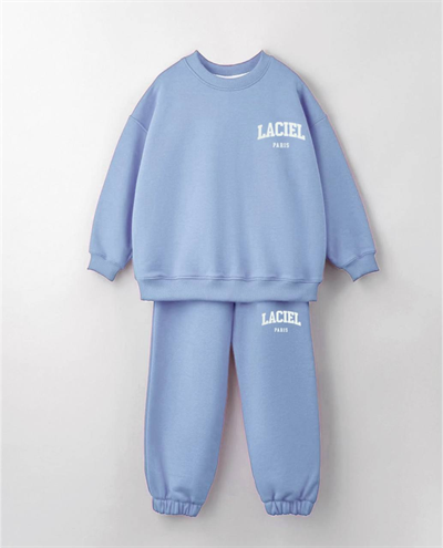 La Ciel Paris Sırt Baskılı Mavi Unisex Çocuk Takımı – Sweatshirt & Jogger Alt, 2–7 Yaş