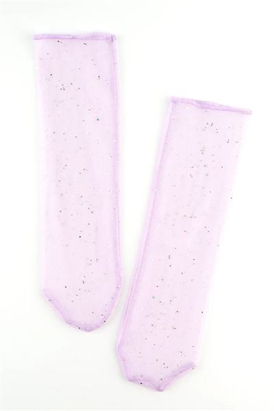 Lila Küçük Sim Detaylı Kız Çocuk Tül Çorap