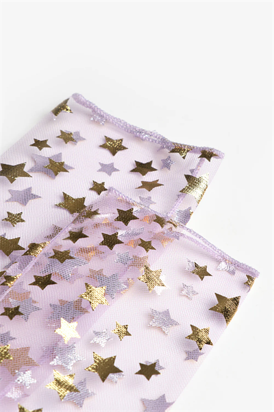 Lila Üzeri Yıldız Detaylı Kız Çocuk Tül Çorap