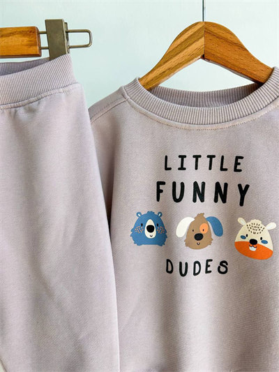 Little Funny Dudes Baskılı Bebek Takım – Sweatshirt & Eşofman Altı