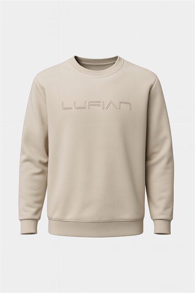 Logo Baskılı Bej Genç Çocuk Sweat