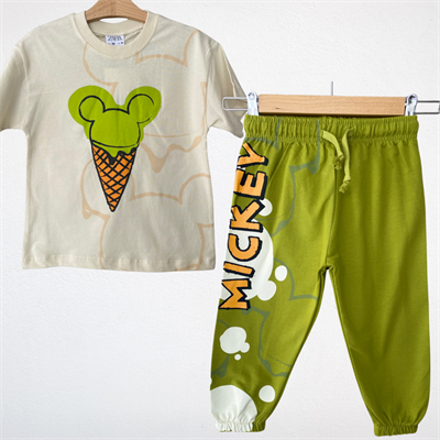 Mickey Mouse Baskılı Tişört ve Eşofman Altı Takımı