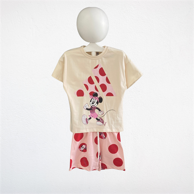 Minnie Mouse Çocuk Şortlu Takım – Pembe/Bej