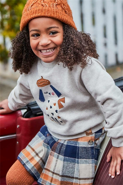 Kız Çocuk Simli Nakışlı Bisiklet Yaka Sweatshirt