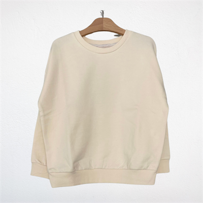 Oversize Basic Sweatshirt, 3 İplik Şardonlu– Krem