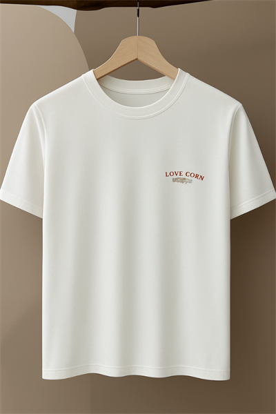 Kız Çocuk Popcorn Sırt Baskılı Tişört Ekru