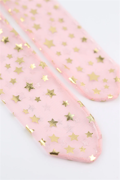 Pudra Üzeri Yıldız Detaylı Kız Çocuk Tül Çorap