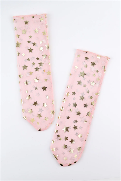 Pudra Üzeri Yıldız Detaylı Kız Çocuk Tül Çorap