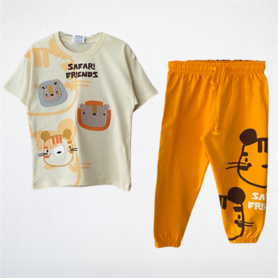 Safari Friends Nakışlı 2li Takım – Hardal