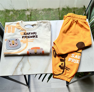 Safari Friends Nakışlı 2li Takım – Hardal