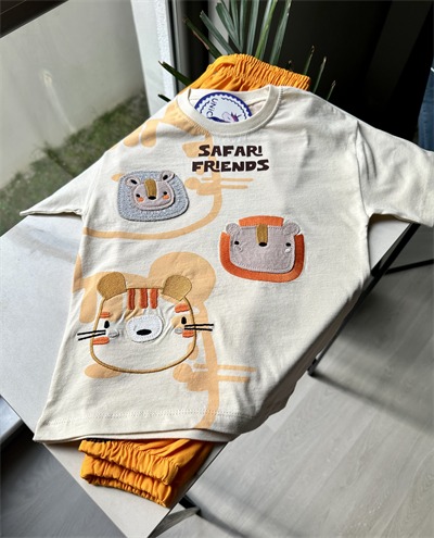 Safari Friends Nakışlı 2li Takım – Hardal
