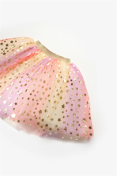 Sarı Yıldız Baskılı Kız Çocuk Tül Etek - Pauline