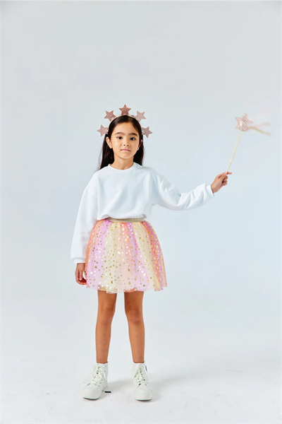 Sarı Yıldız Baskılı Kız Çocuk Tül Etek - Pauline