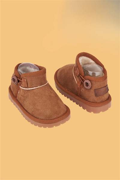 Süet Çocuk Botu Taba – Unisex, Ortopedik Kaymaz Taban