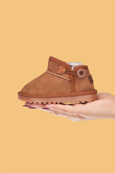 Süet Çocuk Botu Taba – Unisex, Ortopedik Kaymaz Taban