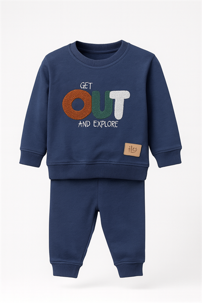 Süzene Nakışlı Lacivert Çocuk Takımı – Sweatshirt & Jogger Alt, 2–5 Yaş