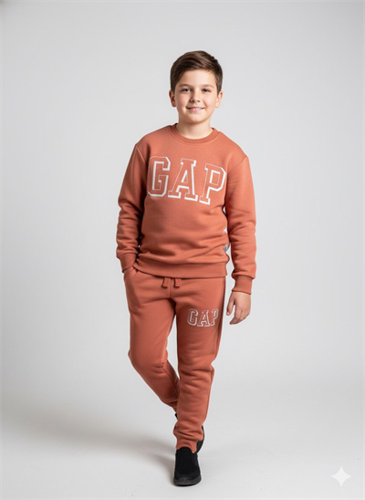 Tarçın Rengi Çift Cepli Çocuk Takımı – Sweatshirt & Jogger Alt, 5–14 Yaş